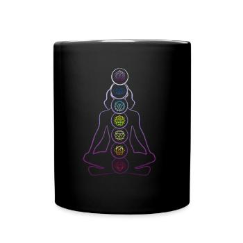 7 Chakren Zen Meditation & Yoga Buddhismus - Tasse einfarbig - Schwarz - Vorne