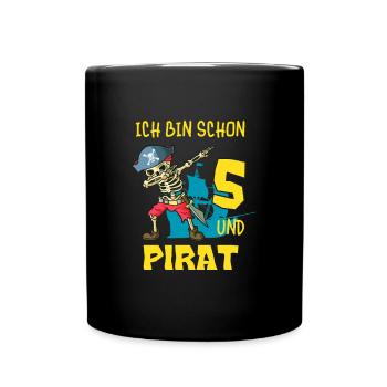 Kinder Pirat Dabbing Skelett 5 Jahre Geburtstag - Tasse einfarbig - Schwarz - Vorne
