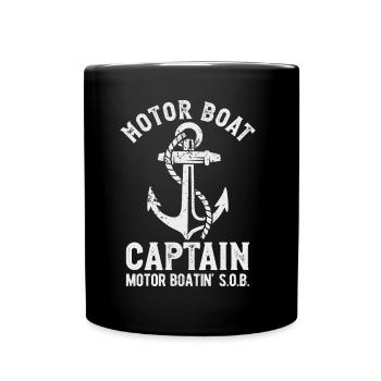 Motor Boat Captain Anchor Motor Boating - Full Colour Mug - black - Front