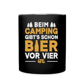 Camping Bier Wohnmobil Camper Campingplatz - Tasse einfarbig - Schwarz - Vorne