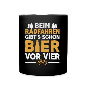 Fahrrad Radfahrer Bier Saufen - Tasse einfarbig - Schwarz - Vorne