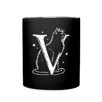 Lettre V avec chat - Mug uni - noir - Devant