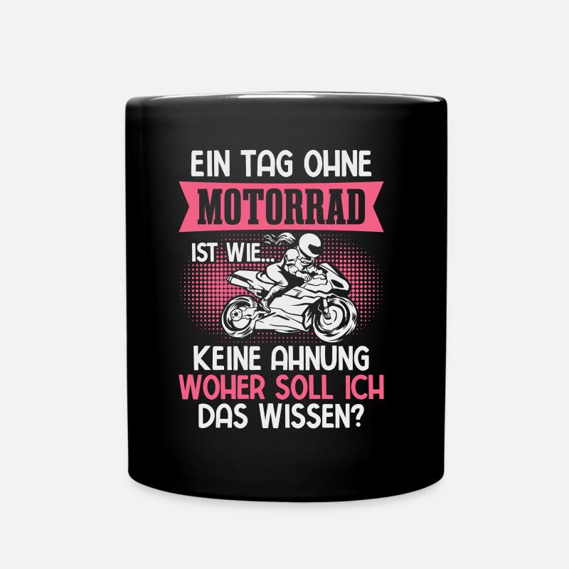 Motorrad Frau Bikerin Motorradfahrerin - Tasse einfarbig - Schwarz