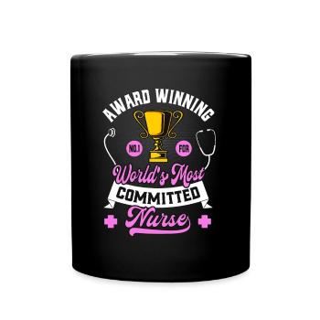 Dedicated Nurse Funny Award-Winning - Full Colour Mug - black - Front