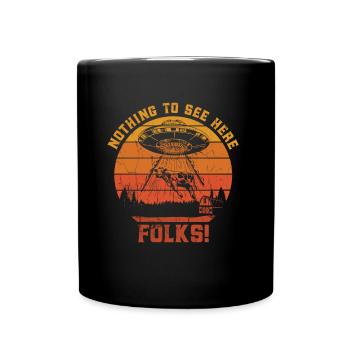 UFO Alien Abduction Cow Sci-Fi Humor - Full Colour Mug - black - Front