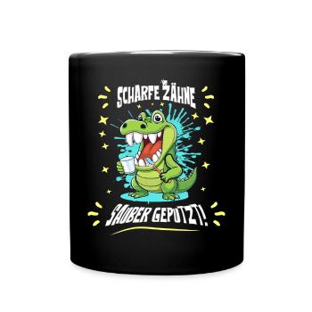 Krokodil Zahn Hygiene - Tasse einfarbig - Schwarz - Vorne