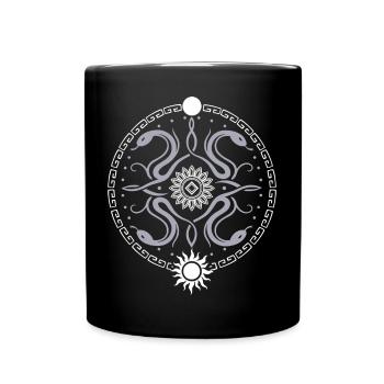 Snake wheel with sun and moon - Full Colour Mug - black - Front