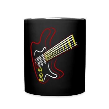 Elektrische Gitarre Neon Design - Tasse einfarbig - Schwarz - Vorne