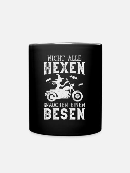 Motorrad Hexe Biker Frau Motorradfahrerin - Tasse einfarbig - Schwarz