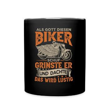 Motorradfahrer Motorrad Biker - Tasse einfarbig - Schwarz - Vorne