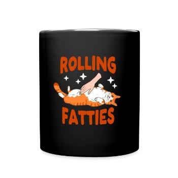 Rolling Fatties Lustige Katzenliebhaber Kätzchen - Tasse einfarbig - Schwarz - Vorne