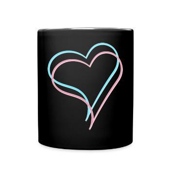 Coeurs bleu rose - Mug uni - noir - Devant