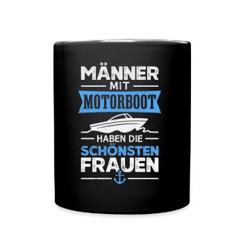 Motorboot Bootfahren Bootsfahrer Boot - Tasse einfarbig - Schwarz - Vorne