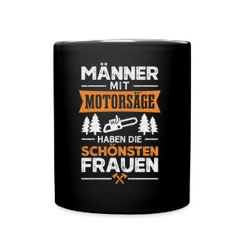 Holzfäller Motorsäge Waldarbeiter Kettensäge - Tasse einfarbig - Schwarz - Vorne