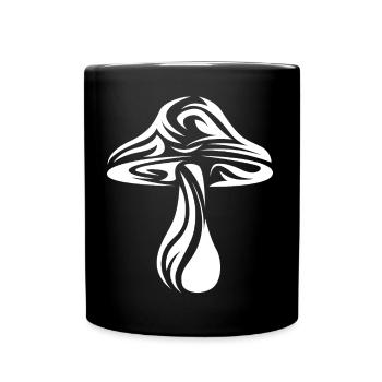 Mushroom Illustration - Pattern of Nature - Full Colour Mug - black - Front