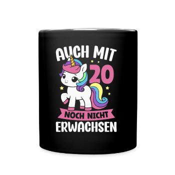 20. Geburtstag Einhorn 20 Jahre Geburtstagsparty - Tasse einfarbig - Schwarz - Vorne