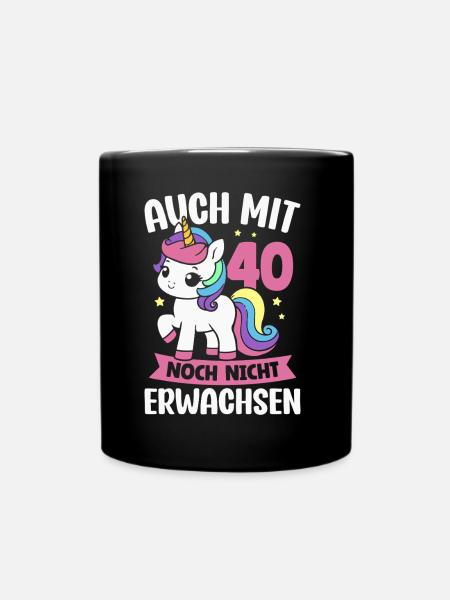 40. Geburtstag Einhorn 40 Jahre Geburtstagsparty - Tasse einfarbig - Schwarz