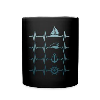 Sailing Heartbeat Sailboat Boater Sailor - Full Colour Mug - black - Front
