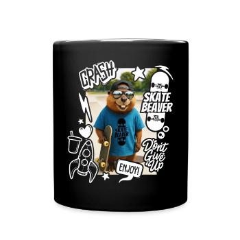 Skate Beaver - Tasse einfarbig - Schwarz - Vorne