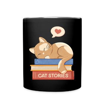 Cat and Books - Cat Stories - Full Colour Mug - black - Front