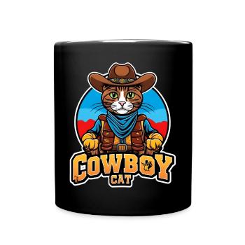 chat, chat cowboy, country - Mug uni - noir - Devant