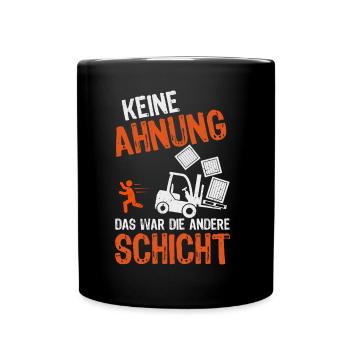 Staplerfahrer Lagerist Gabelstapler Lagerarbeiter - Tasse einfarbig - Schwarz - Vorne