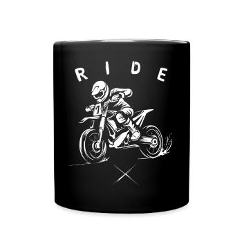 motocross ride cartoon - Motorrad und offroad - Tasse einfarbig - Schwarz - Vorne