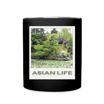 Asiatischer Gartensee Zen - Tasse einfarbig - Schwarz - Vorne