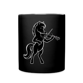 Cheval avec violon pour violonistes et violonistes - Mug uni - noir - Devant