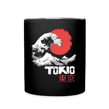 Tokyo, Japon, Asie, Mer, Vague, Montagne, Soleil Ville - Mug uni - noir - Devant