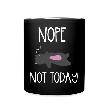 Nope Not Today Schlafkater Illustration - Tasse einfarbig - Schwarz - Vorne