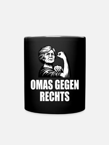 Omas gegen rechts - Tasse einfarbig - Schwarz