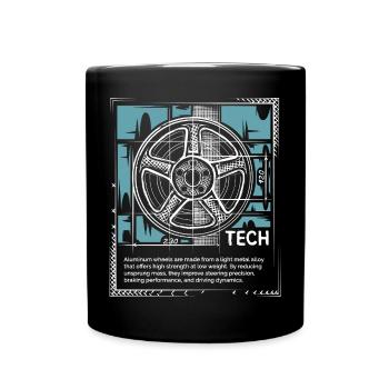 Rims Blueprint – Technology Sketch Wheel - Full Colour Mug - black - Front