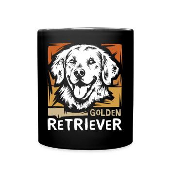 Golden Retriever retro Illustration für Hundefans - Tasse einfarbig - Schwarz - Vorne