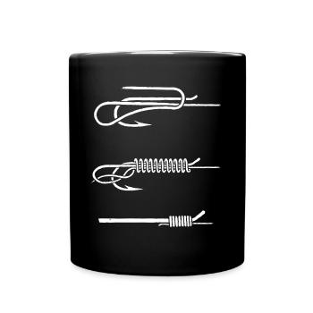 Fish Hook Knot Instruction WHITE - Full Colour Mug - black - Front