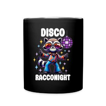 Waschbär 70er Jahre In Disco - Tasse einfarbig - Schwarz - Vorne