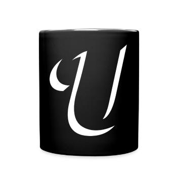 Elegant Letter U pattern with dynamic shape - Full Colour Mug - black - Front