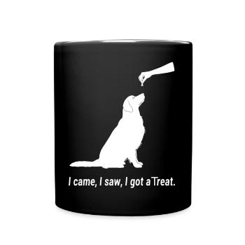 Ich kam, ich sah, ich bekam ein Leckerli. - Tasse einfarbig - Schwarz - Vorne