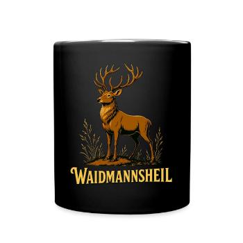 Waidmannsheil Hirsch Jäger - Tasse einfarbig - Schwarz - Vorne