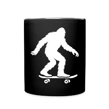 Bigfoot Sasquatch Skateboard Silhouette Minimalist - Full Colour Mug - black - Front