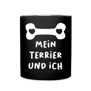 Terrier Os Chien Amour Coeur Pet Ego Bande Dessinée - Mug uni - noir - Devant