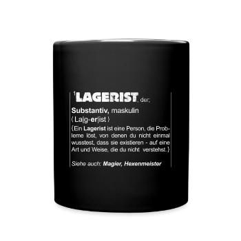 Lagerist Lexikon - Tasse einfarbig - Schwarz - Vorne
