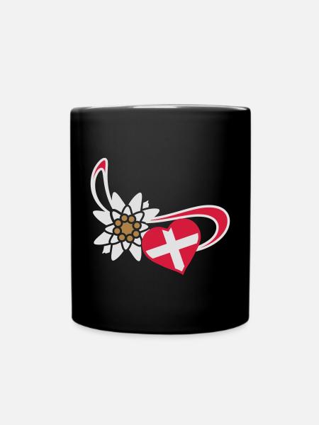Drapeau de la Suisse en forme de cœur - Mug uni - noir