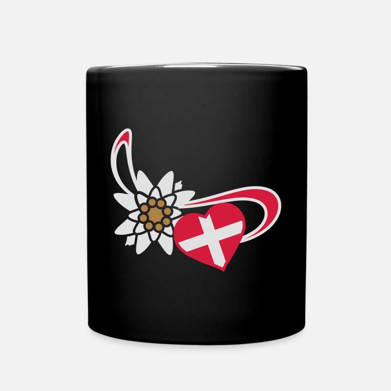 Drapeau de la Suisse en forme de cœur - Mug uni - noir