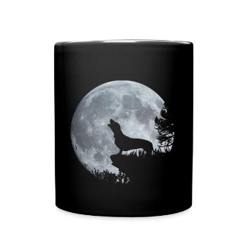 Dackel Mond - Tasse einfarbig - Schwarz - Vorne