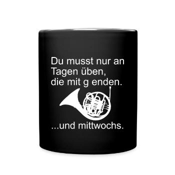 Horn üben - Tasse einfarbig - Schwarz - Vorne