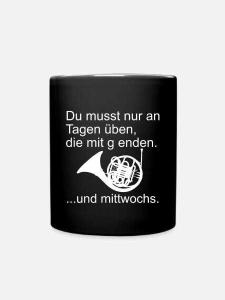 Horn üben - Tasse einfarbig - Schwarz