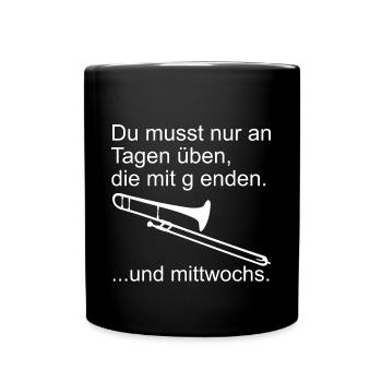 Posaune üben - Tasse einfarbig - Schwarz - Vorne