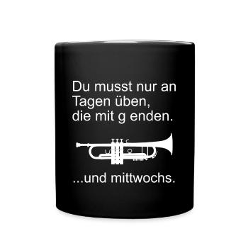 Trompete üben - Tasse einfarbig - Schwarz - Vorne