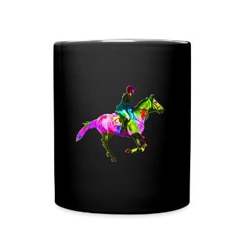 Bunte Reiterin - Tasse einfarbig - Schwarz - Vorne